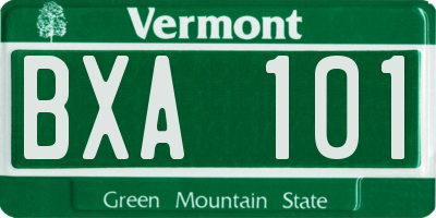 VT license plate BXA101