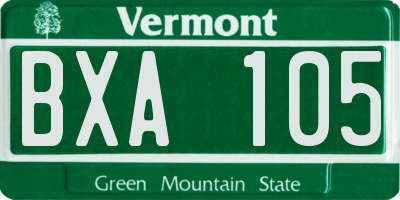 VT license plate BXA105
