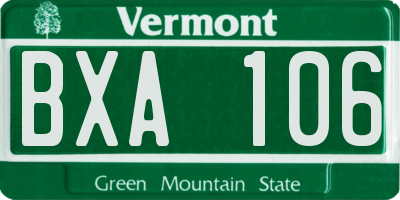 VT license plate BXA106