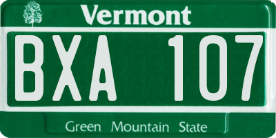 VT license plate BXA107
