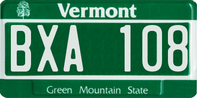 VT license plate BXA108