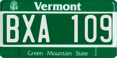 VT license plate BXA109