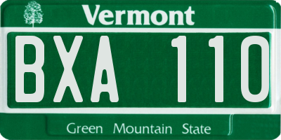 VT license plate BXA110