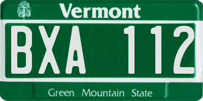 VT license plate BXA112
