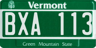 VT license plate BXA113