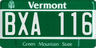 VT license plate BXA116