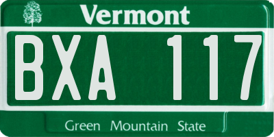 VT license plate BXA117