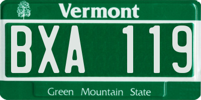 VT license plate BXA119