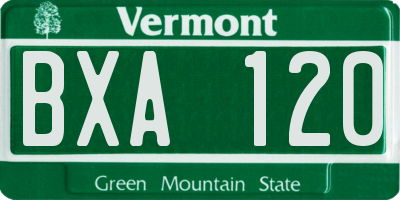 VT license plate BXA120