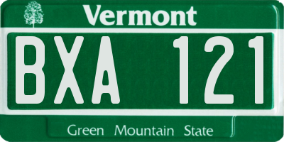 VT license plate BXA121