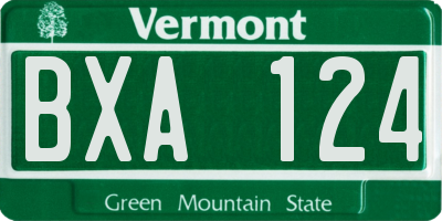 VT license plate BXA124