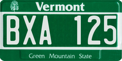 VT license plate BXA125