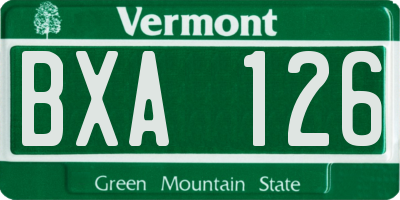 VT license plate BXA126