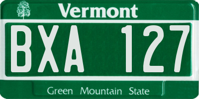 VT license plate BXA127