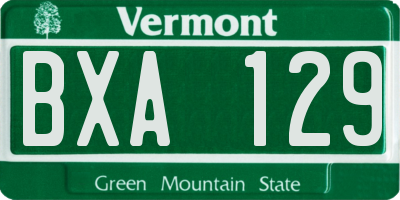 VT license plate BXA129