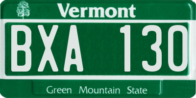 VT license plate BXA130