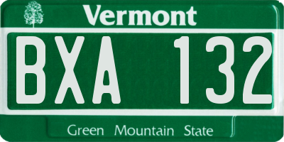 VT license plate BXA132