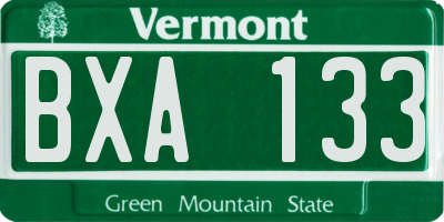 VT license plate BXA133