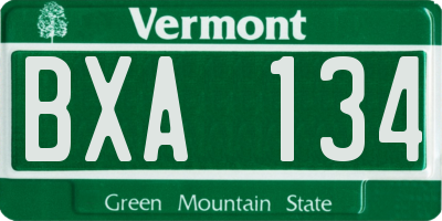 VT license plate BXA134