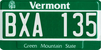 VT license plate BXA135