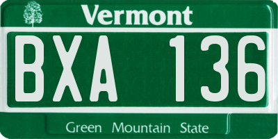 VT license plate BXA136