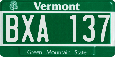 VT license plate BXA137