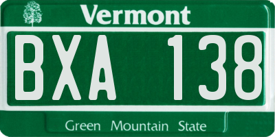 VT license plate BXA138