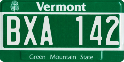 VT license plate BXA142