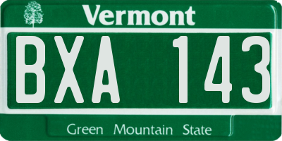 VT license plate BXA143