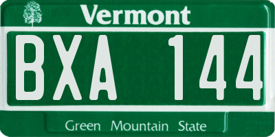 VT license plate BXA144