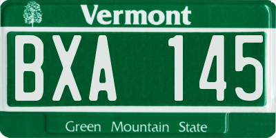 VT license plate BXA145