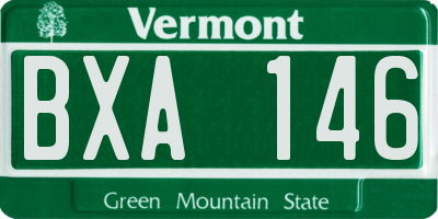 VT license plate BXA146