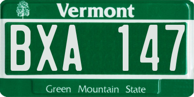 VT license plate BXA147