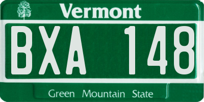 VT license plate BXA148