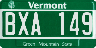 VT license plate BXA149