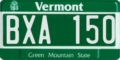VT license plate BXA150