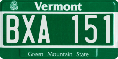 VT license plate BXA151