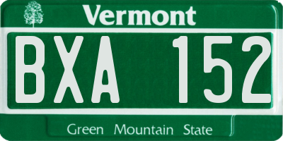 VT license plate BXA152