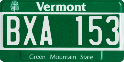VT license plate BXA153