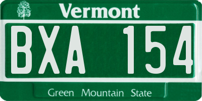 VT license plate BXA154