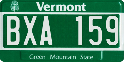 VT license plate BXA159