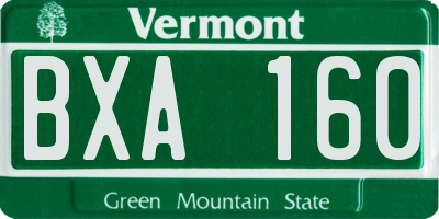 VT license plate BXA160