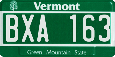 VT license plate BXA163