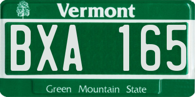 VT license plate BXA165