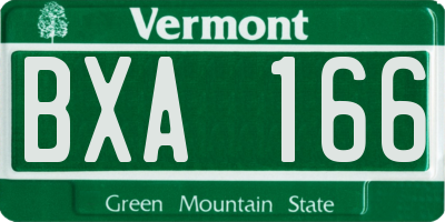 VT license plate BXA166