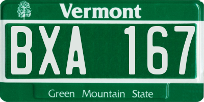 VT license plate BXA167