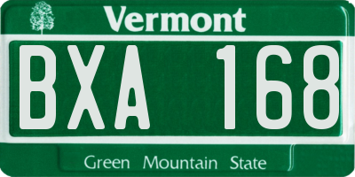 VT license plate BXA168
