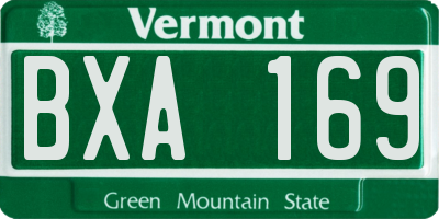VT license plate BXA169