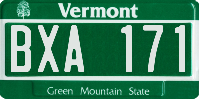 VT license plate BXA171