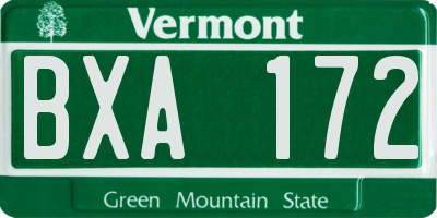 VT license plate BXA172
